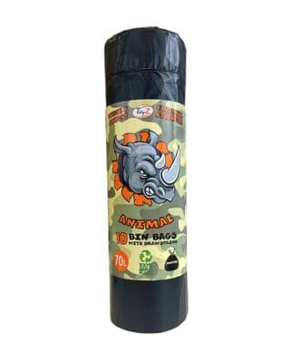 Tidyz 10 Super Strong Refuse Sacks With Drawstring - 70L