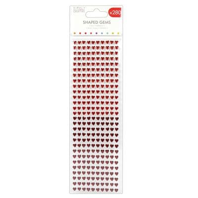 6mm Red Self Adhesive Heart Shaped Gems By Simply Creative