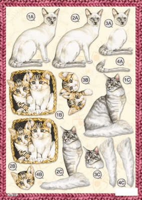 Cats 3D Die-Cut Decoupage 620