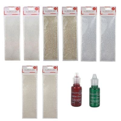 Christmas Selection Of Self Adhesive Gems & Glitter Glue