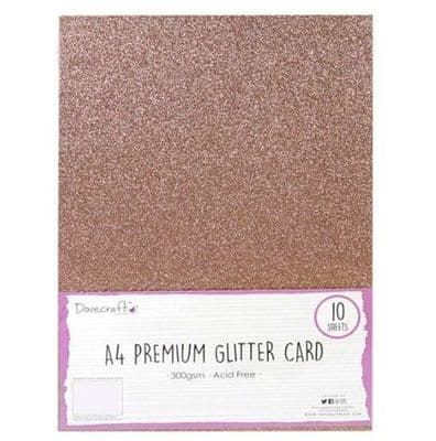 Dovecraft Light Rose Gold Glitter Card 300gsm 10 A4 Sheets