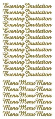 Evening, Invitation, Menu Gold Peel-Off Stickers By JEJE Produkts