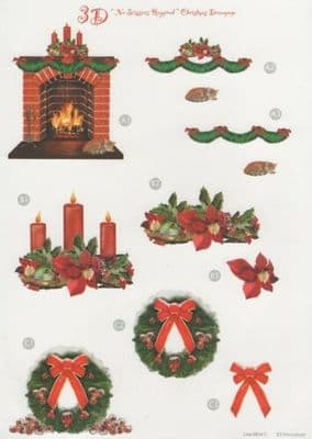 Festive Fireplace Christmas Die-Cut Decoupage