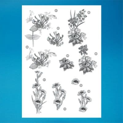 Floral Monochrome 3D Die-Cut Decoupage F122