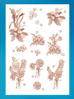Floral Sepia 3D Die-Cut Decoupage F123