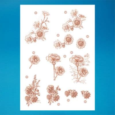 Floral Sepia 3D Die-Cut Decoupage F124