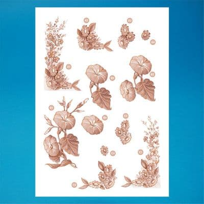 Floral Sepia 3D Die-Cut Decoupage F125