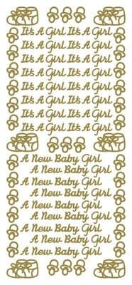 Its A New Baby Girl Gold Peel-Off Stickers By JEJE Produkts