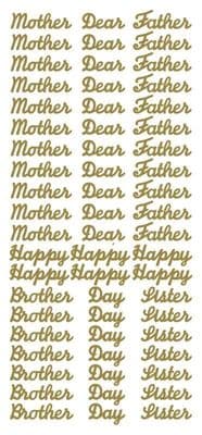 Mother, Father, Brother, Sister Gold Peel-Off Stickers By JEJE Produkts