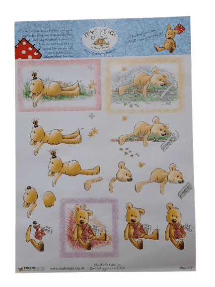 Newton's Law Bear Sunbathing, Gardening and Tie Decoupage By Studio Light - BOGOF