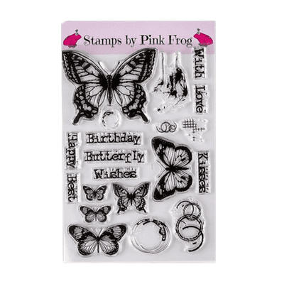 Pink Frog Crafts Butterfly Wishes A5 Clear Stamp Set