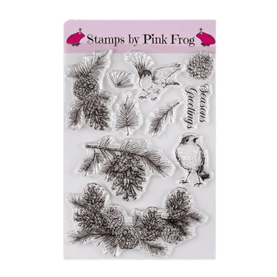 Pink Frog Crafts Festive Pinecones A5 Clear Stamp Set