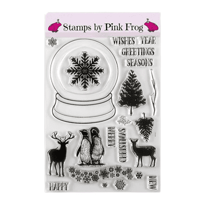 Pink Frog Crafts Festive Snowglobe A5 Clear Stamp Set