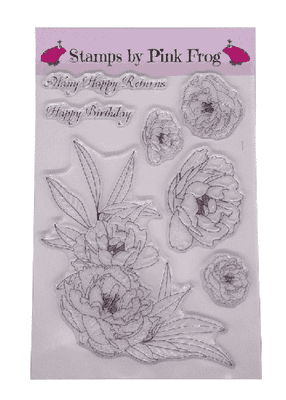 Pink Frog Crafts Perfect Peonies A5 Clear Stamp Set
