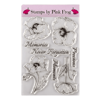 Pink Frog Crafts Precious Poppies A5 Clear Stamp Set