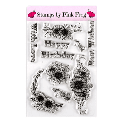 Pink Frog Crafts Sunflower Wishes A5 Clear Stamp Set