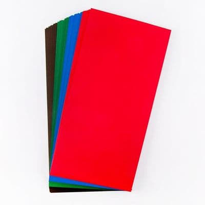 Pink Frog Crafts True Mixed 20cm x 40cm Unscored Card Pack - Red/Green/Brown/Blue