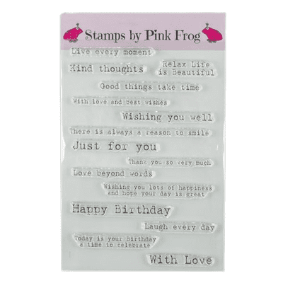Pink Frog Crafts Typewriter Sentiments A5 Clear Stamp Set