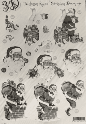 Santa Claus Monochrome Die-Cut Decoupage