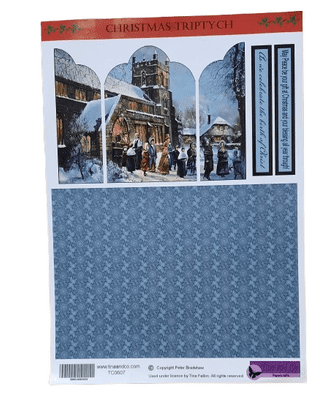 Victorian Christmas Church 3D Triptych