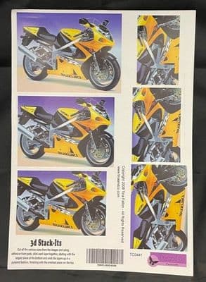 Yellow Motorbike 3D Stackers By Tina and Co - BOGOF