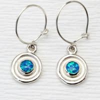 6mm Opal cabochon sterling silver earrings