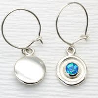6mm Opal cabochon sterling silver earrings