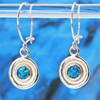 6mm Opal cabochon sterling silver earrings