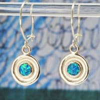 6mm Opal cabochon sterling silver earrings