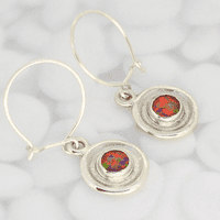 6mm Opal cabochon sterling silver earrings
