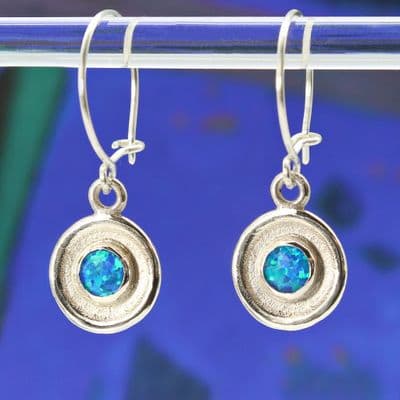 6mm Opal cabochon sterling silver earrings