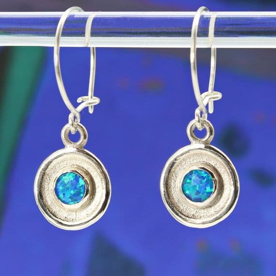 6mm Opal cabochon sterling silver earrings