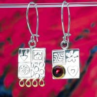 Amber earrings handmade from sterling silver, asymmetrical design, gemstone choice. S.
