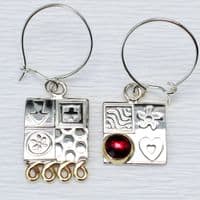Amber earrings handmade from sterling silver, asymmetrical design, gemstone choice. S.