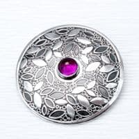 Amethyst brooch, handmade leaf pattern brooch, nature, seasons silver brooch, No.8