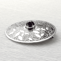 Amethyst brooch, handmade leaf pattern brooch, nature, seasons silver brooch, No.8
