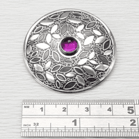 Amethyst brooch, handmade leaf pattern brooch, nature, seasons silver brooch, No.8