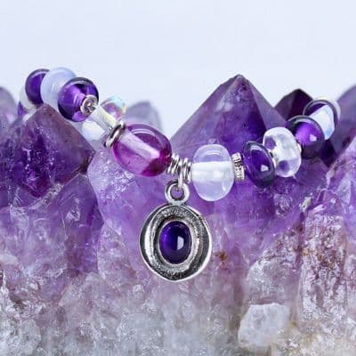 Amethyst necklace, handmade with various Amethyst gemstones.