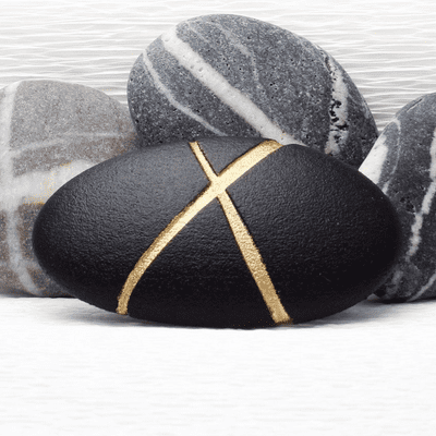 Black Pebble brooch, contemporary design inspired by nature.