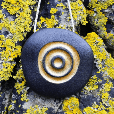 Black Pebble Pendant, Fossil. Inspired by nature