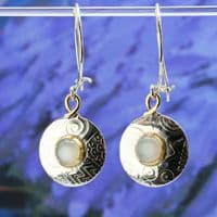 Contemporary round sterling silver earrings featuring blue Opal gemstones, choice of stones.