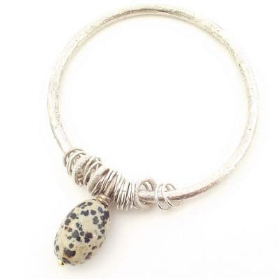 Dalmatian jasper drop bangle