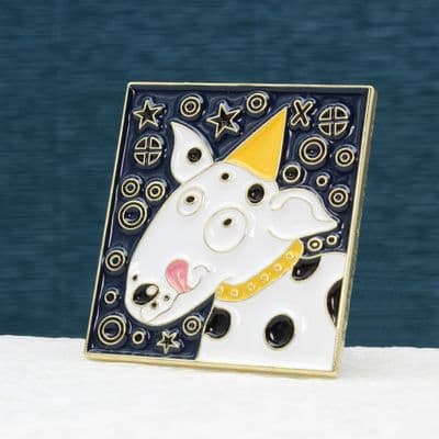 Dog badge, pin, brooch Cold enamel - Free first class UK postage.