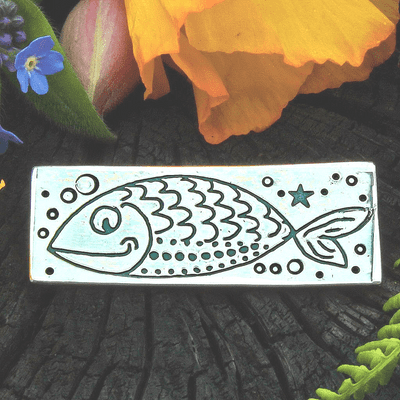 Fish brooch, goldfish, polished silver