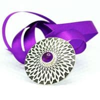 Flower Pattern Brooch 'A', Amethyst Gemstone, Sterling Silver Handmade Brooch