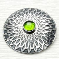 Flower Pattern Brooch 'A', Amethyst Gemstone, Sterling Silver Handmade Brooch