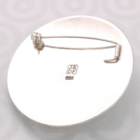 Garnet brooch, handmade round sterling silver, circle pattern, no.1
