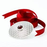 Garnet brooch, handmade round sterling silver, circle pattern, no.1