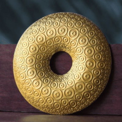 Gold brooch, circle pattern, sterling silver, round brooch, No.6