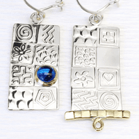 Handmade asymmetrical blue Opal earrings, made from sterling silver, offering a choice of gemstones.